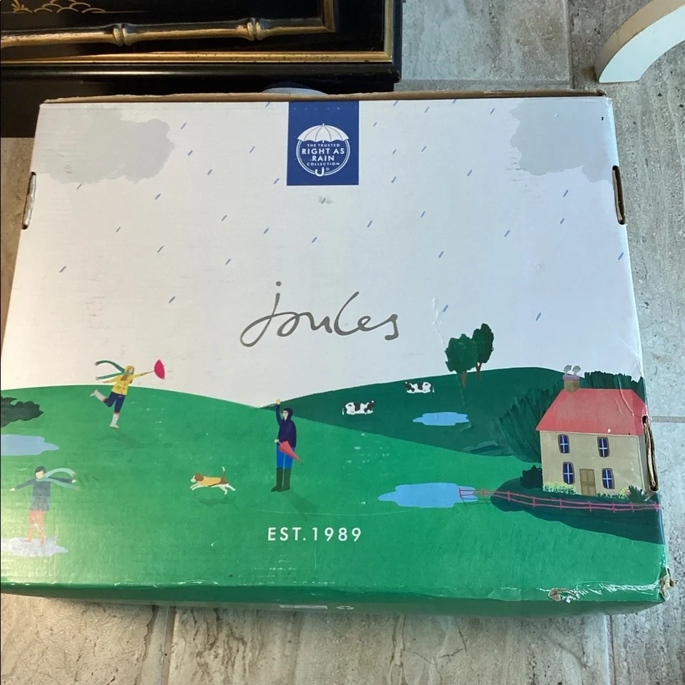 Joules Black Rain Boots with Red Zipper & buckles